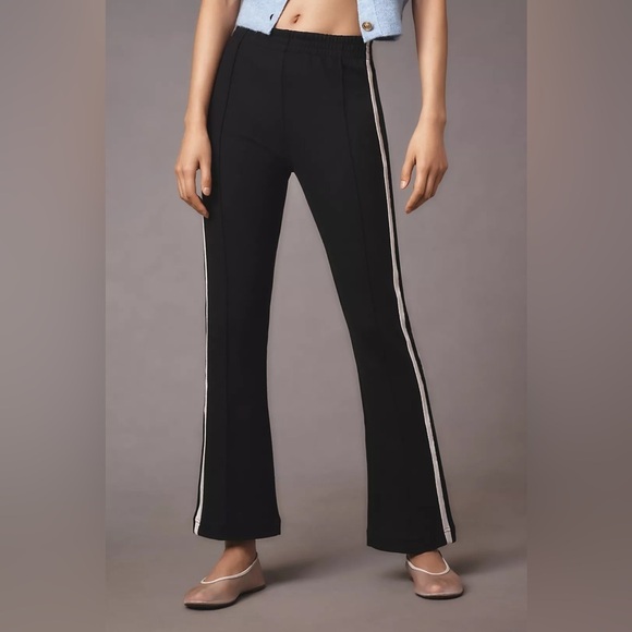 NWT! Anthropologie Black/White Maeve Pull-On Track Pants  🕸️ 🕶️ - Picture 2 of 9